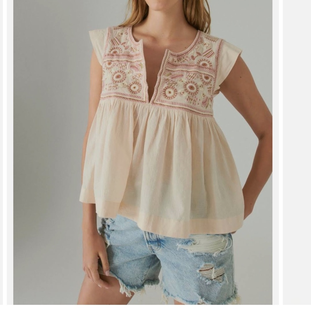 Lucky Brand boho soft pink top